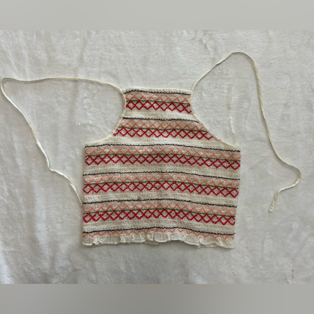American Eagle Smocked Halter Crop Top